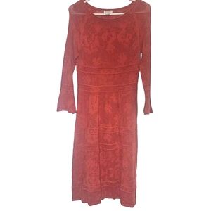Sundance XS Crochet Mesh Silk Dress Burnt Orange‎ Boho Western Festival